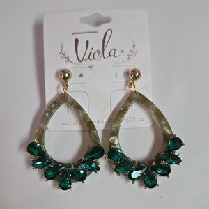 Viola Gold and Green Teardrop Earrings
